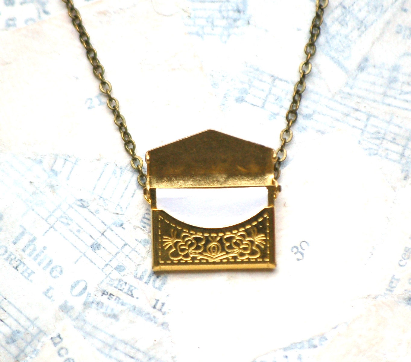 Letter Locket Necklace Envelope Locket Necklace Secret Compartment Custom Polaroid Photo