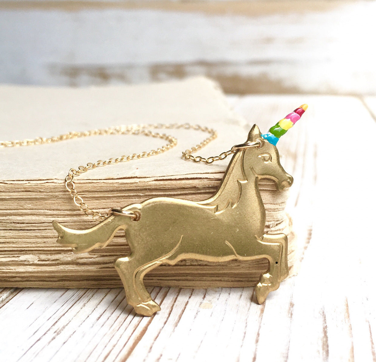 Rainbow Unicorn Necklace Believe in Magic