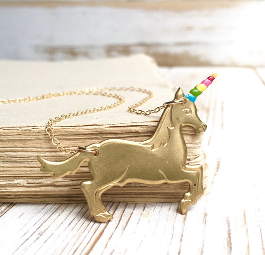 Rainbow Unicorn Necklace Believe in Magic