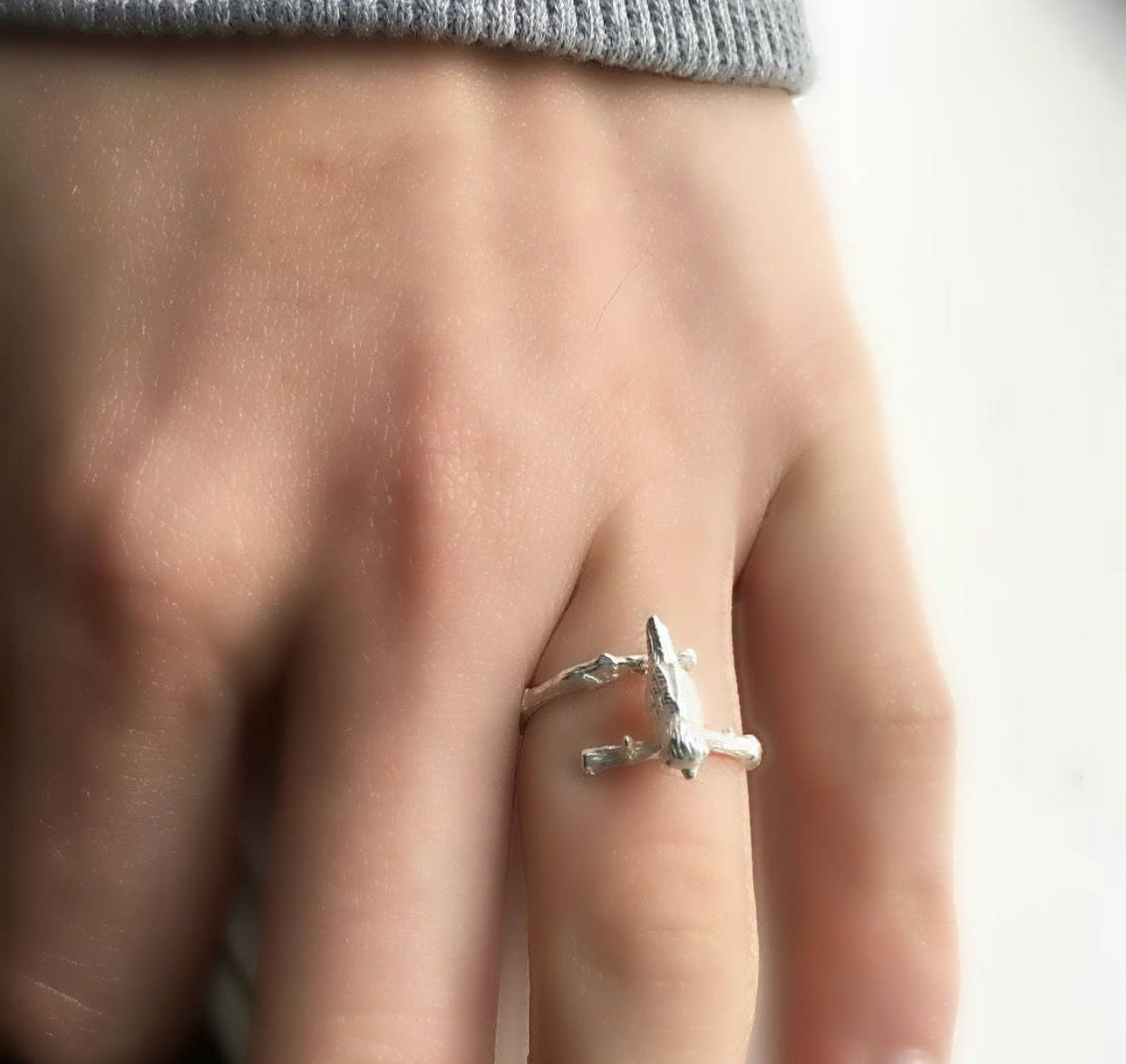 Gold Bird Ring Bird on Branch Ring Woodland Wedding