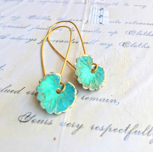 Green Lily Pad Earrings Leaf Earring Woodland Jewelry