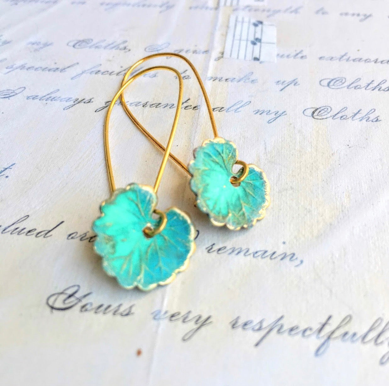 Green Lily Pad Earrings Leaf Earring Woodland Jewelry