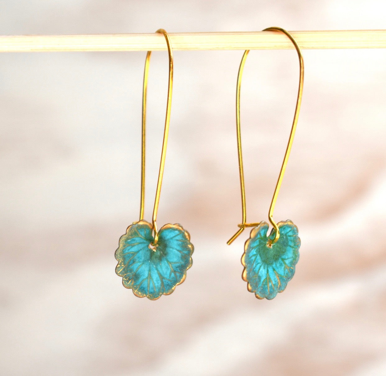 Green Lily Pad Earrings Leaf Earring Woodland Jewelry