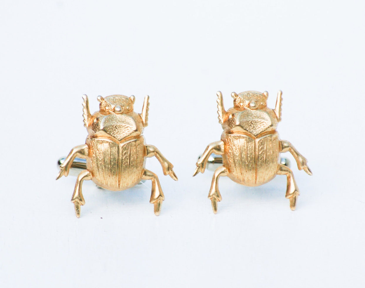 Gold Beetle Cuff Links Insect Bug Wedding Groom Forest Woodland