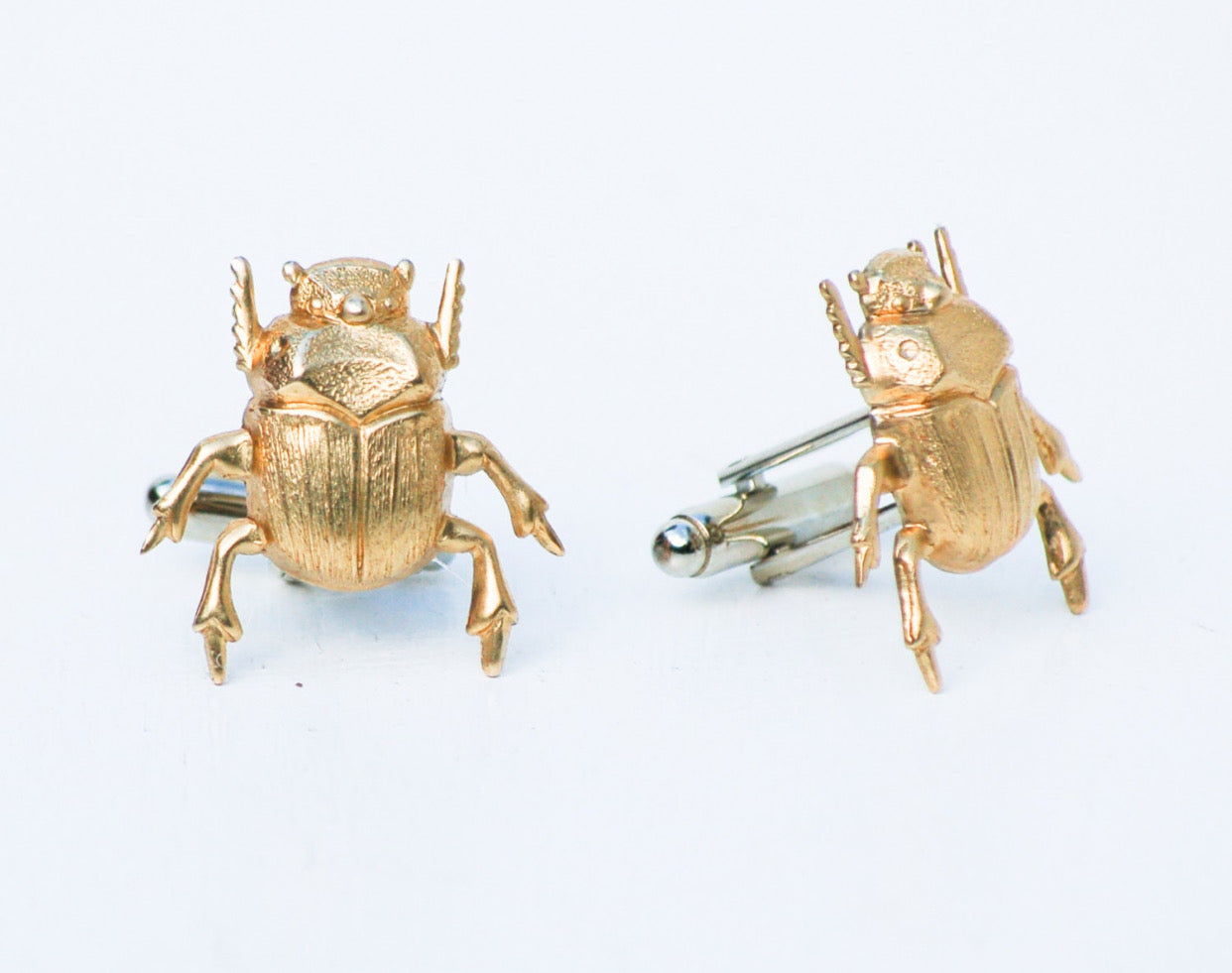 Gold Beetle Cuff Links Insect Bug Wedding Groom Forest Woodland
