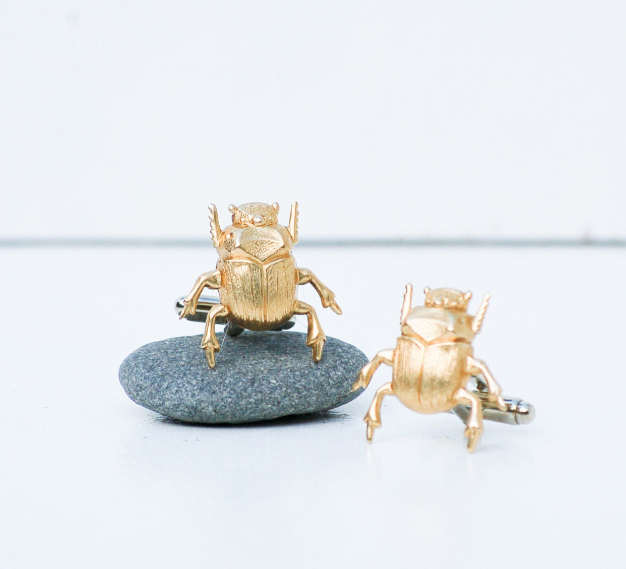 Gold Beetle Cuff Links Insect Bug Wedding Groom Forest Woodland