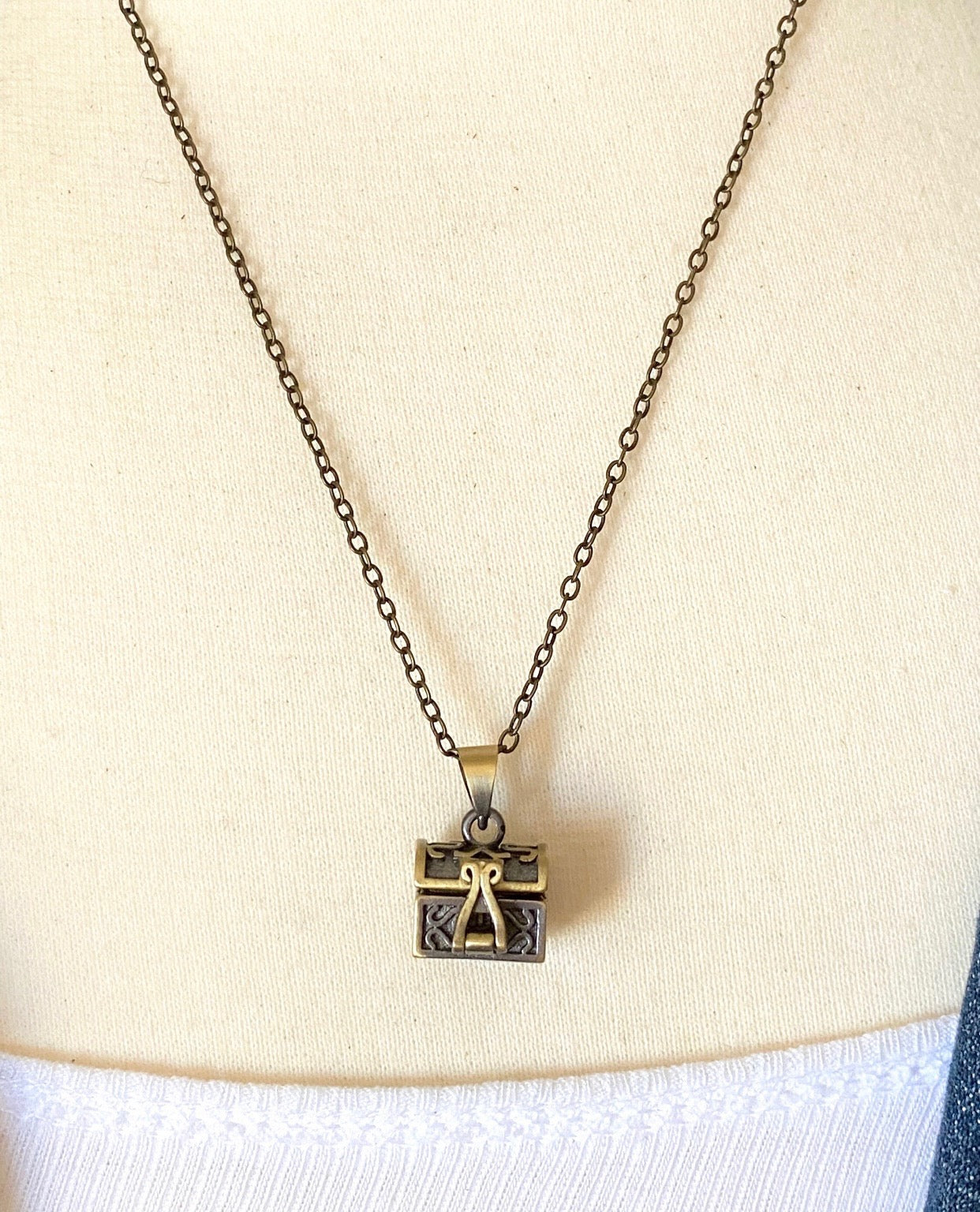 Secret Message Box Locket Necklace Tiny Prayer Box Charm