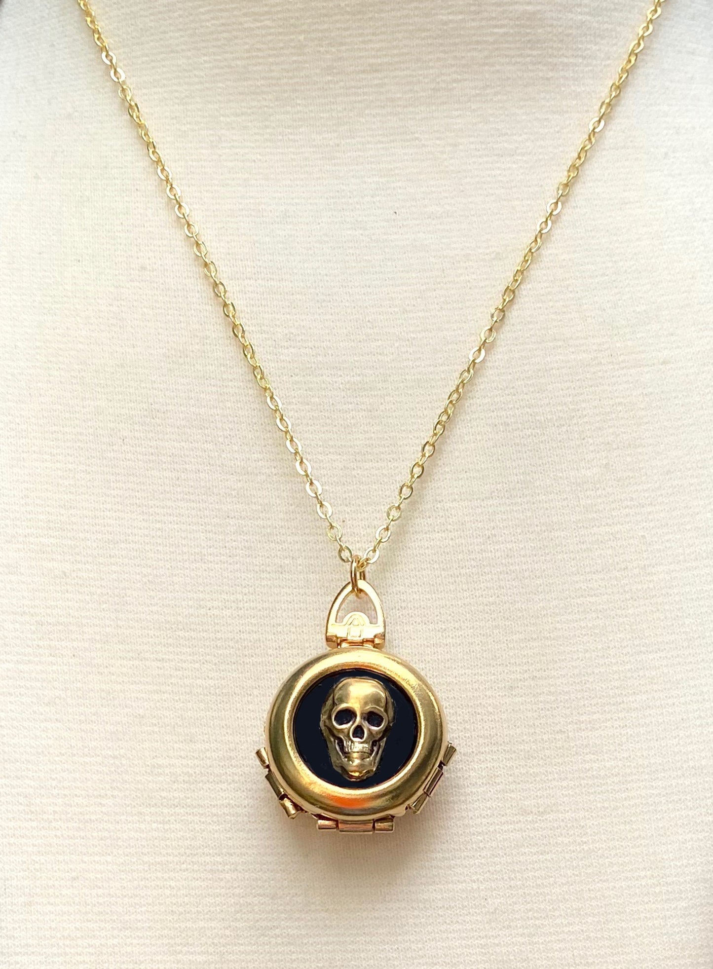 Skull Locket Necklace 4 Photo Locket Halloween Goth