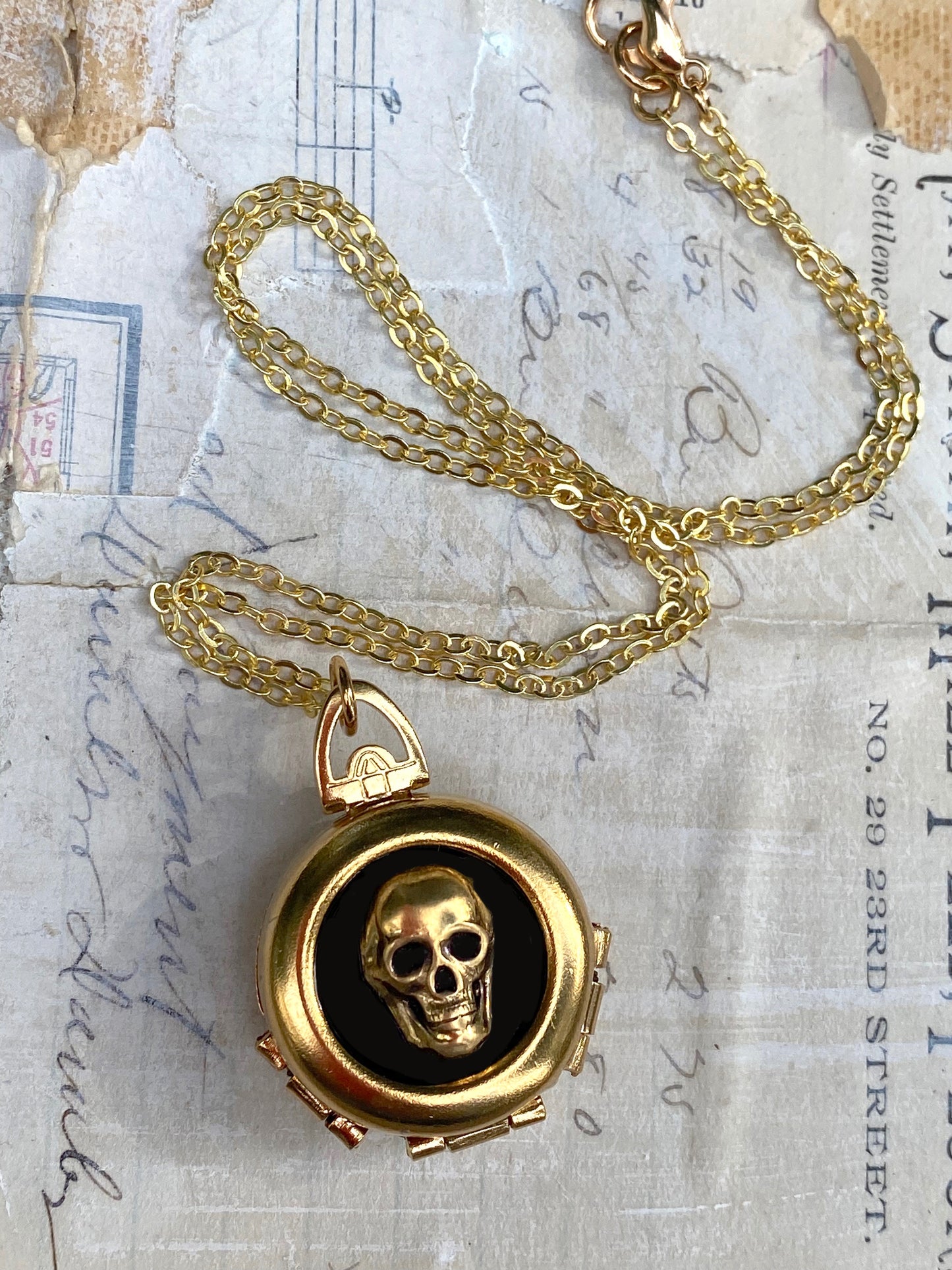 Skull Locket Necklace 4 Photo Locket Halloween Goth