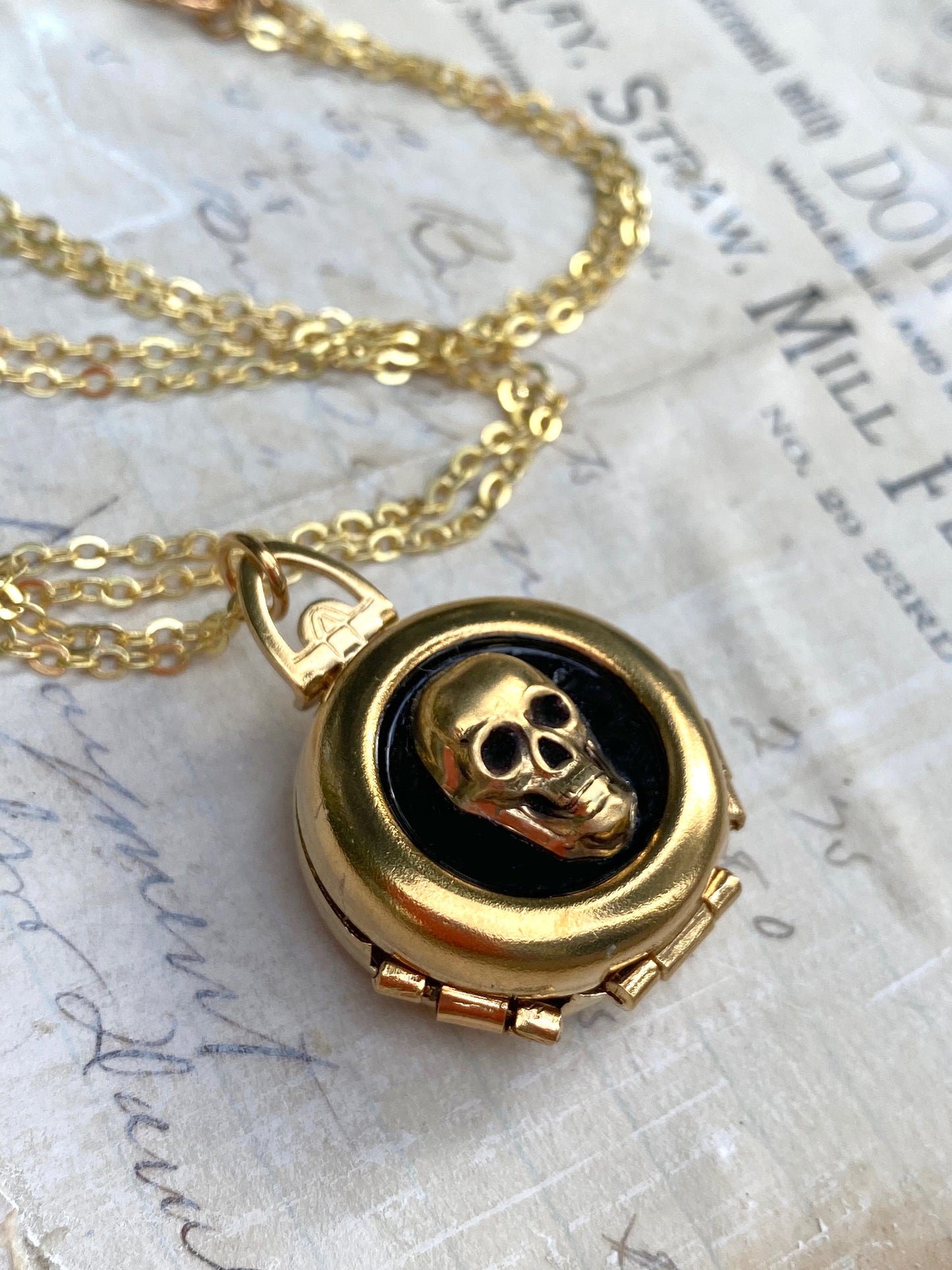 Skull Locket Necklace 4 Photo Locket Halloween Goth