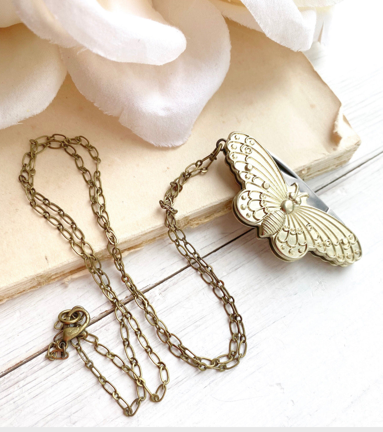 Butterfly Necklace Folding Pocket Knife Novelty Lepidopterist Moth