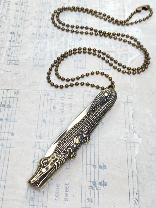 Gator Pocket Knife Necklace Alligator Crafter Tool