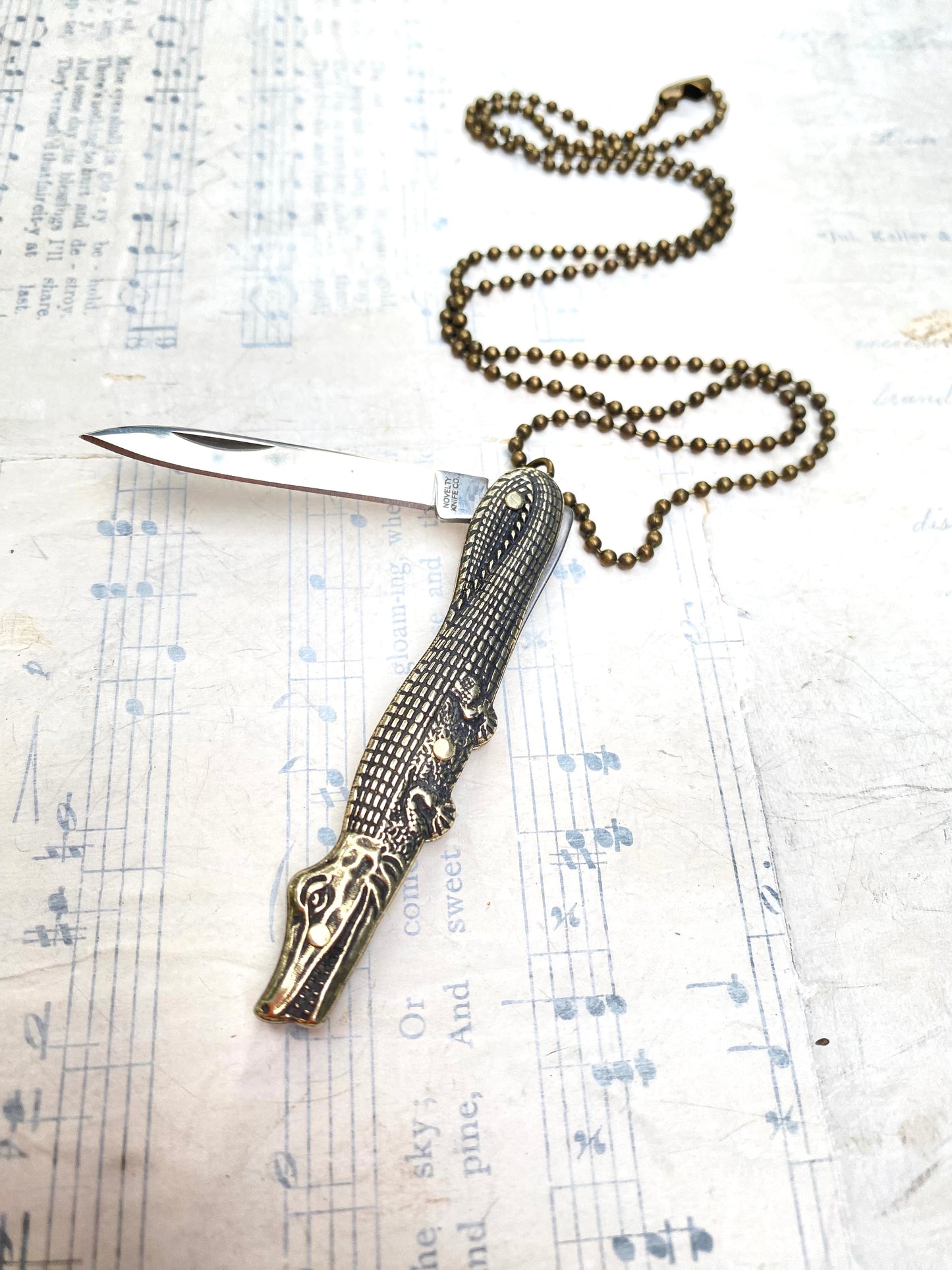 Gator Pocket Knife Necklace Alligator Crafter Tool