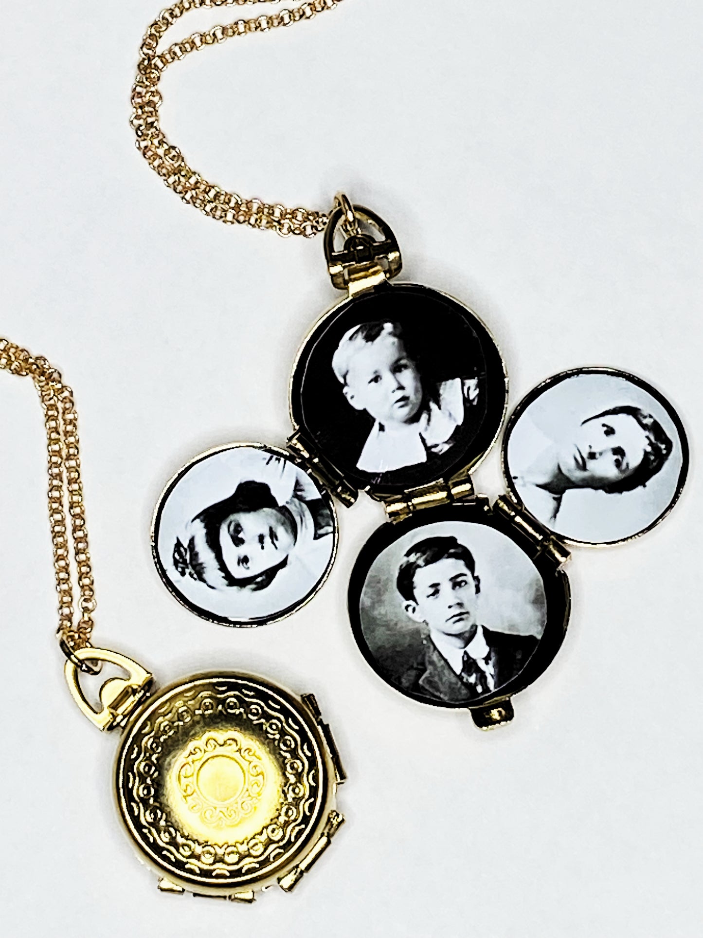 Skull Locket Necklace 4 Photo Locket Halloween Goth