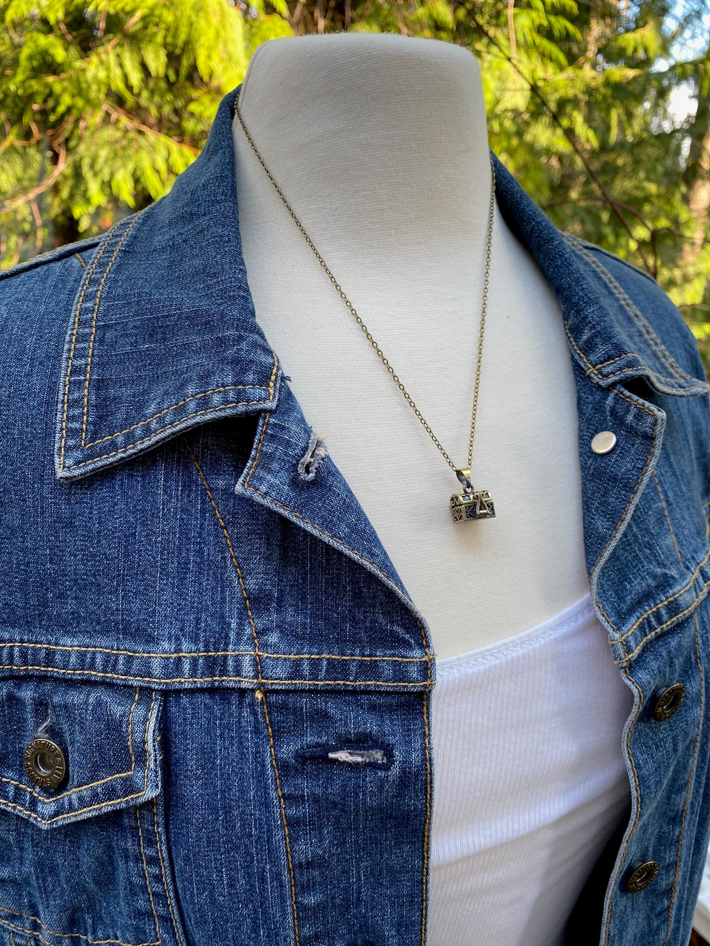 Secret Message Box Locket Necklace Tiny Prayer Box Charm
