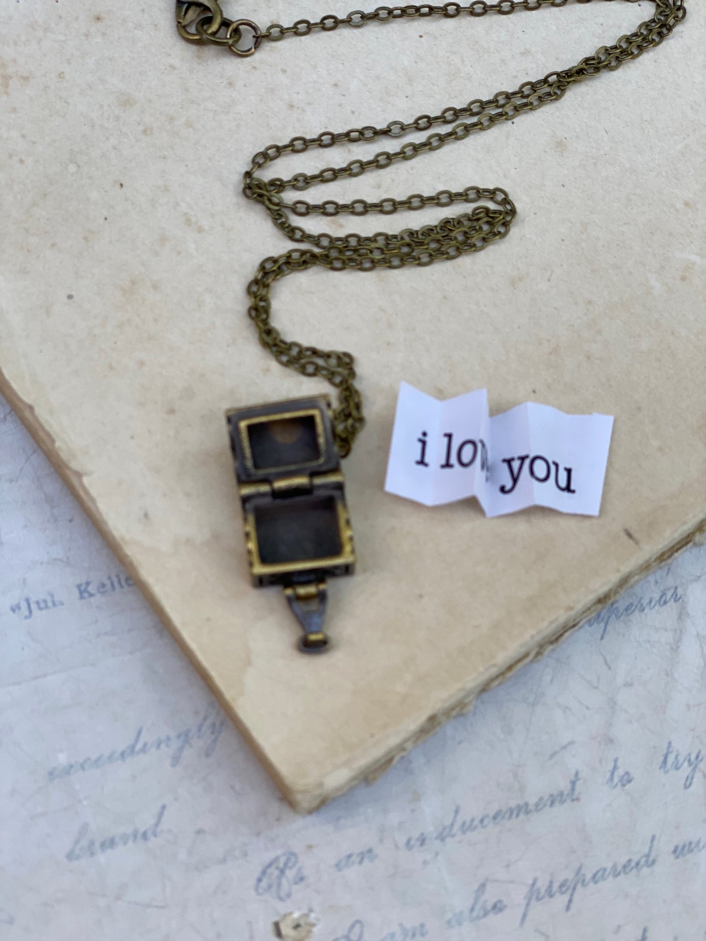 Secret Message Box Locket Necklace Tiny Prayer Box Charm
