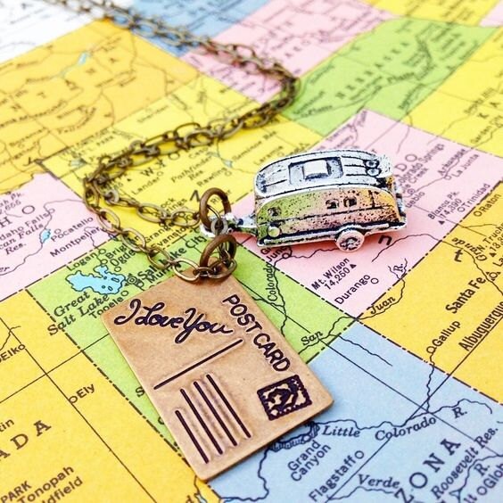 Camper Trailer Necklace RV  Silver Airstream