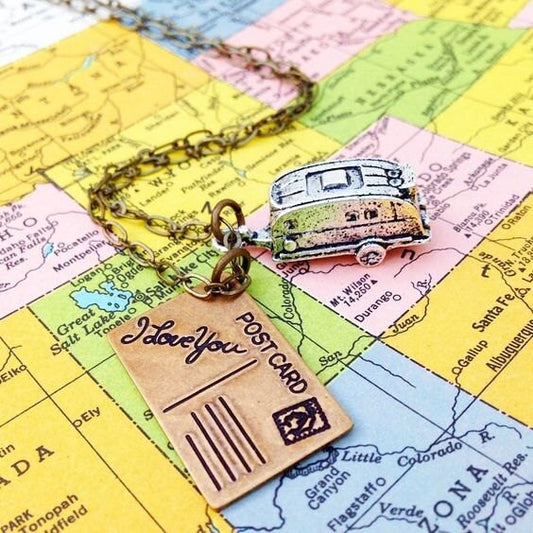 Camper Trailer Necklace RV  Silver Airstream