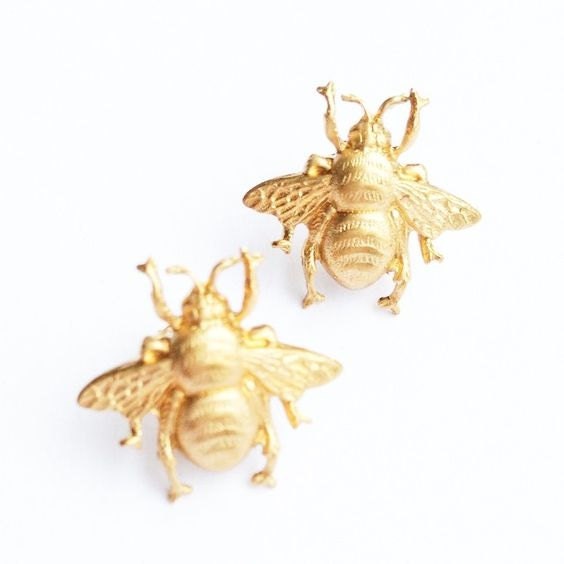 Bee Earrings Gold Bee Stud Earrings Bumblebee Honeybee