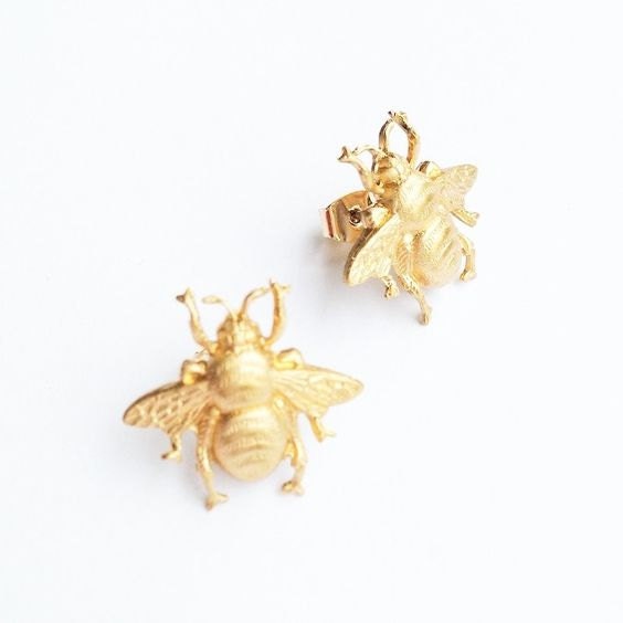 Bee Earrings Gold Bee Stud Earrings Bumblebee Honeybee