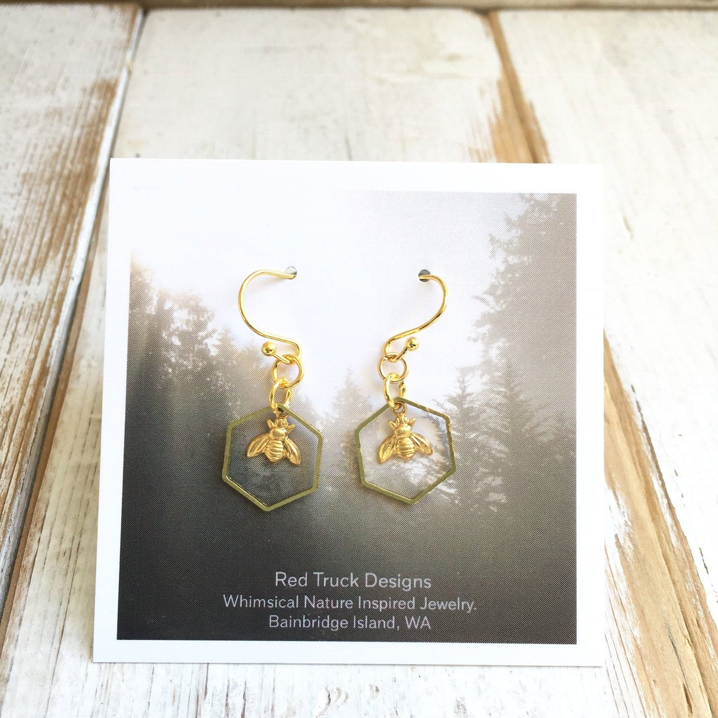 Bee Earrings Small Honeycomb Earring