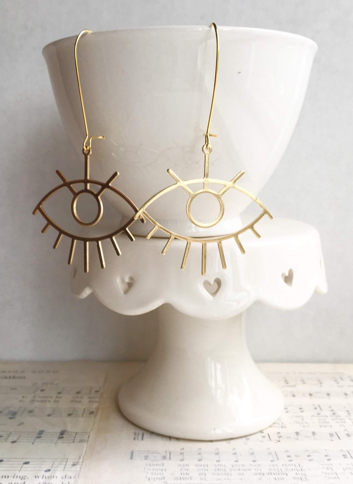 Evil Eye Earrings Big Eye Jewelry Eyelash Earrings Good Luck Earrings