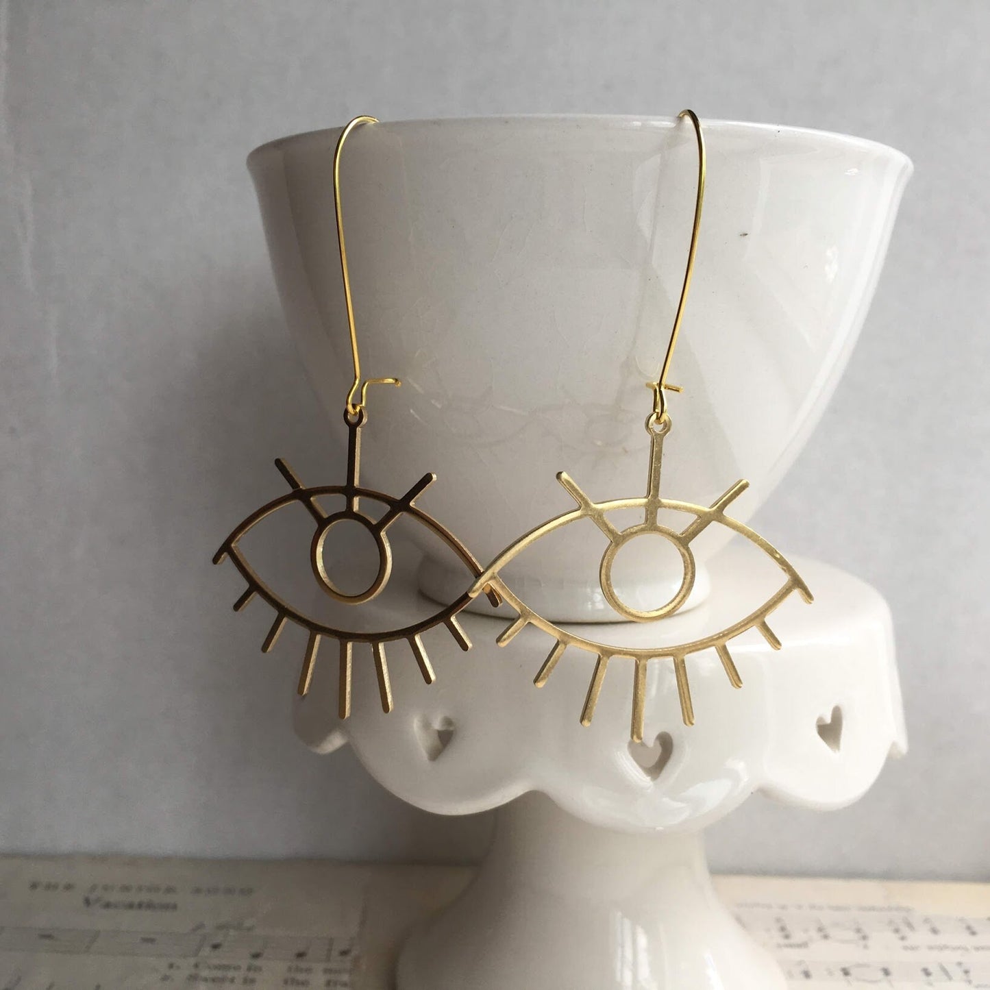 Evil Eye Earrings Big Eye Jewelry Eyelash Earrings Good Luck Earrings