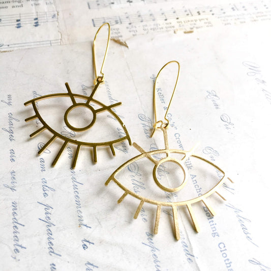 Evil Eye Earrings Big Eye Jewelry Eyelash Earrings Good Luck Earrings