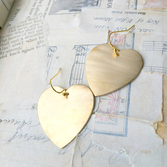 Big Heart Earrings  Gold Heart Earrings Valentine Heart