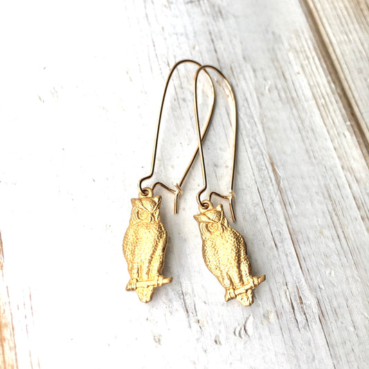 Wise Owl Earrings Woodland Bird