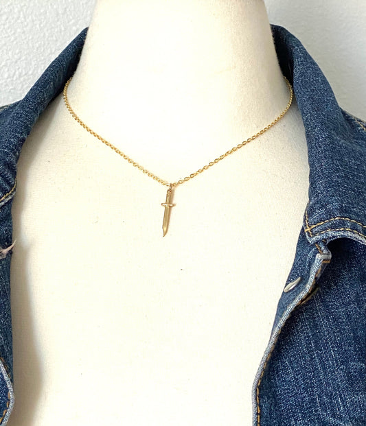 Dagger Necklace Tiny Gold Knife Necklace