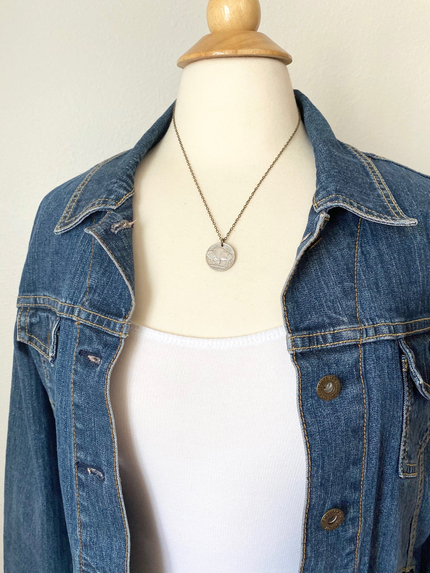Buffalo Necklace Buffalo Nickel Bison Charm Vintage Coin Necklace