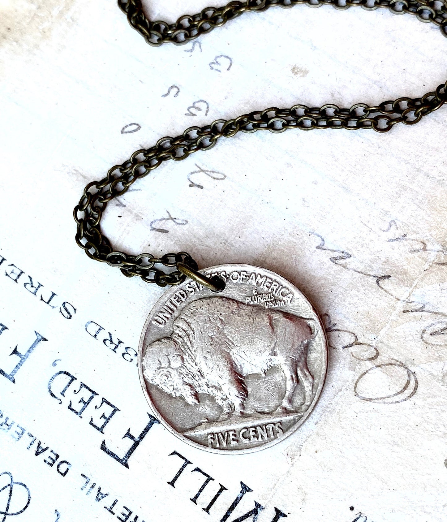 Buffalo Necklace Buffalo Nickel Bison Charm Vintage Coin Necklace