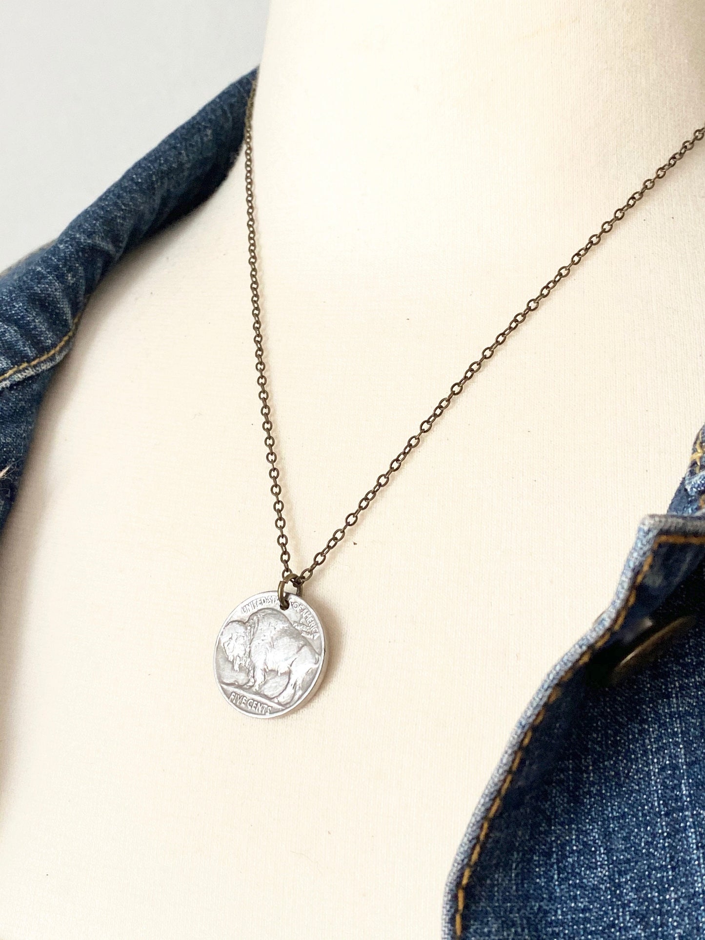 Buffalo Necklace Buffalo Nickel Bison Charm Vintage Coin Necklace