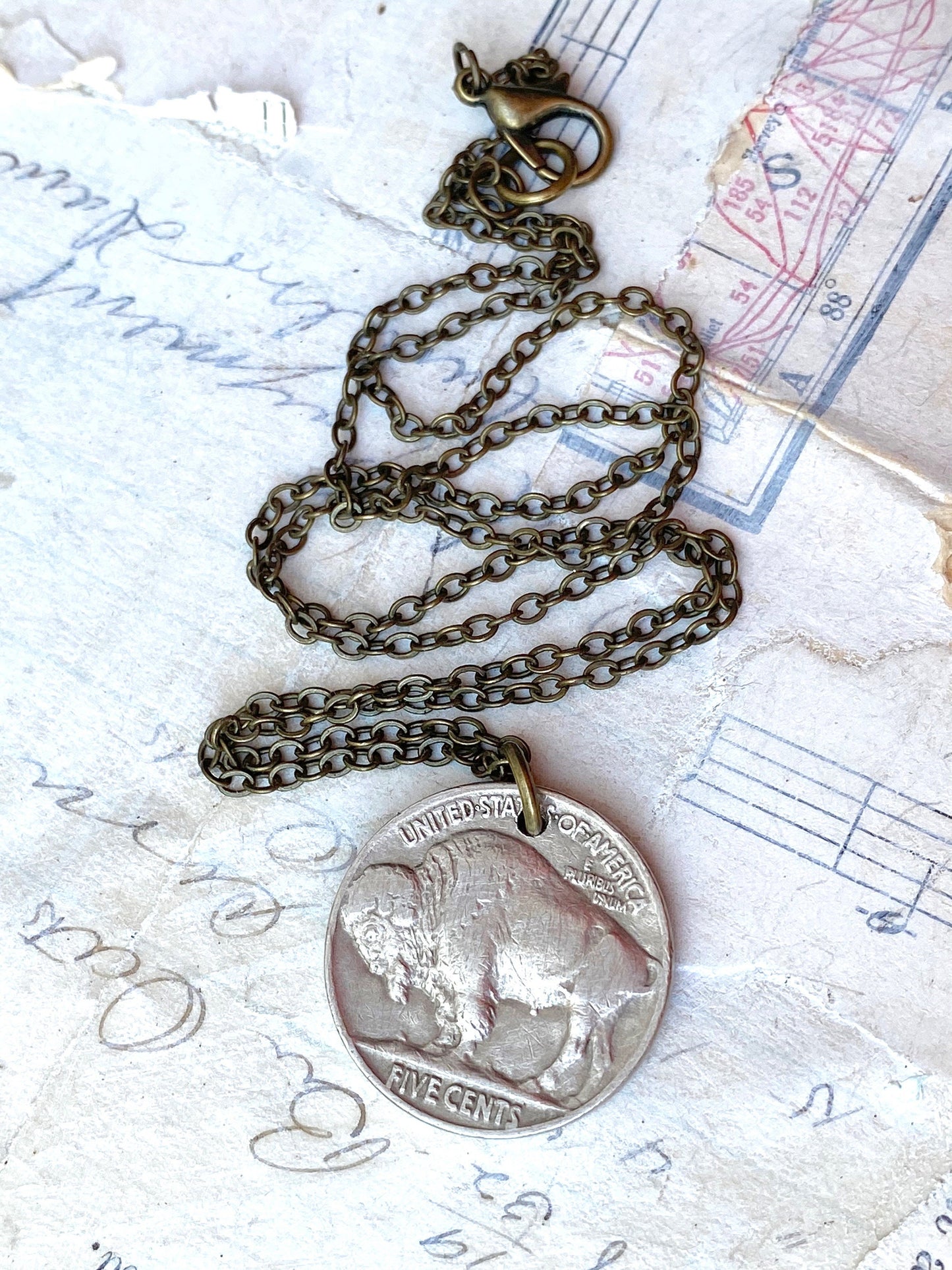 Buffalo Necklace Buffalo Nickel Bison Charm Vintage Coin Necklace