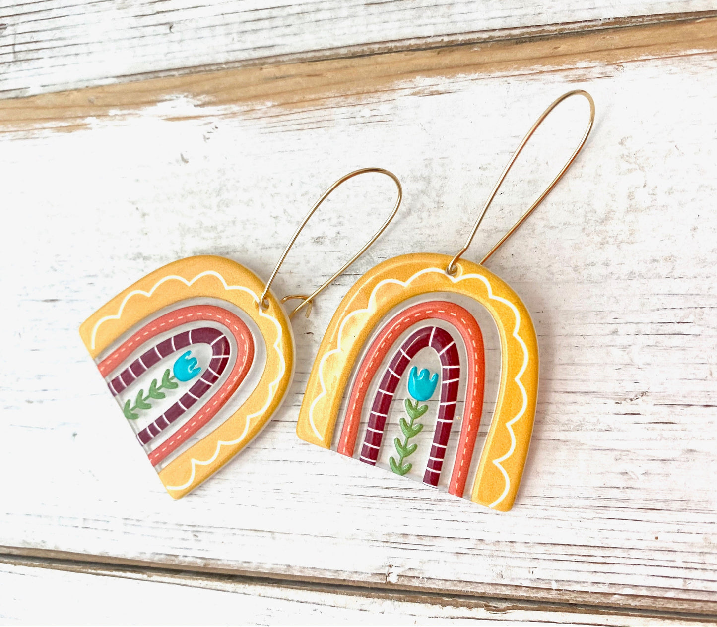 Rainbow Earrings Summer Whimsical Rainbow Charms Rainbow Flower