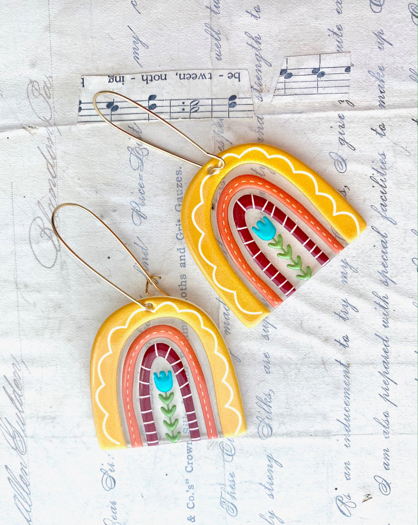 Rainbow Earrings Summer Whimsical Rainbow Charms Rainbow Flower