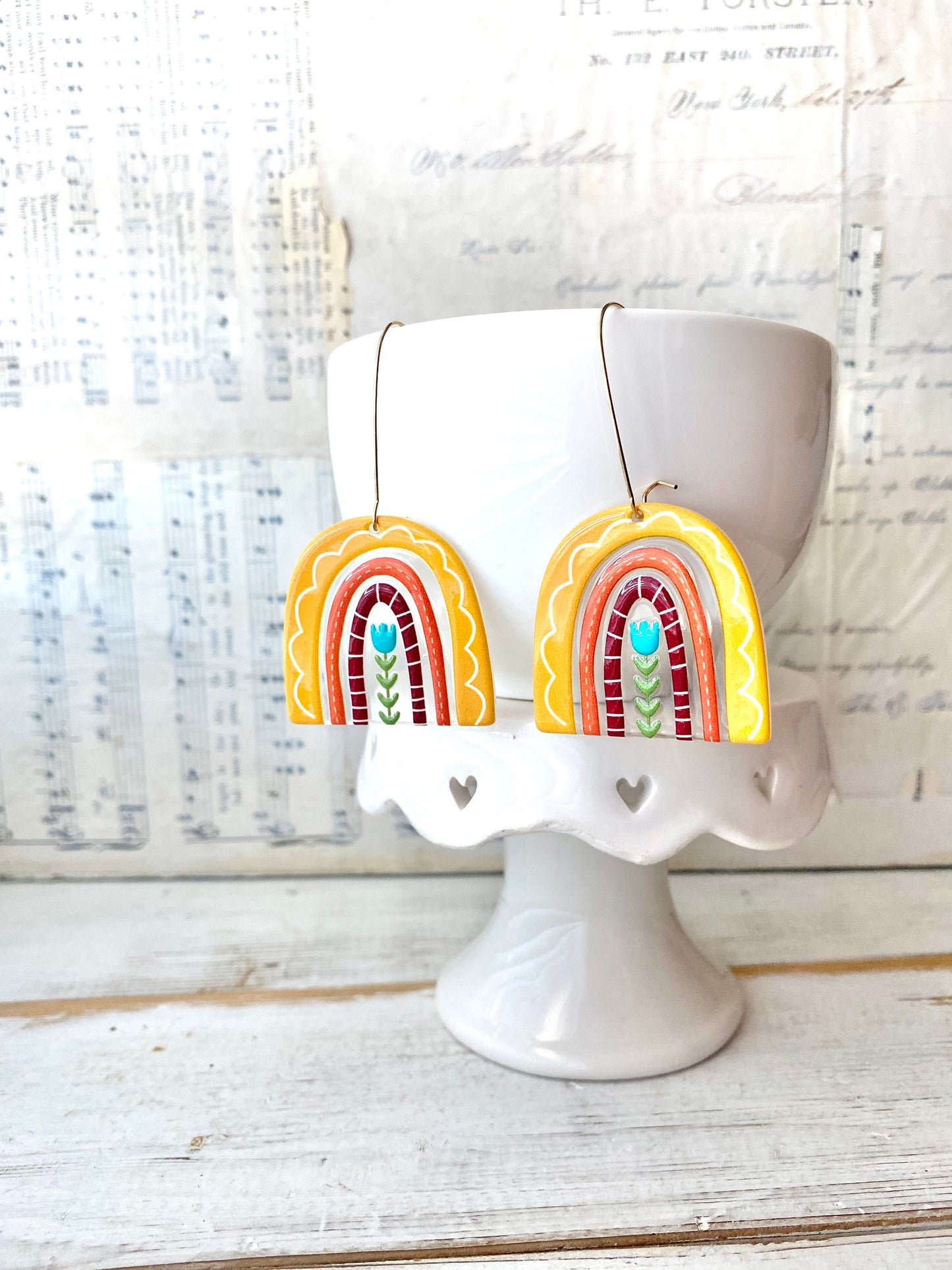 Rainbow Earrings Summer Whimsical Rainbow Charms Rainbow Flower