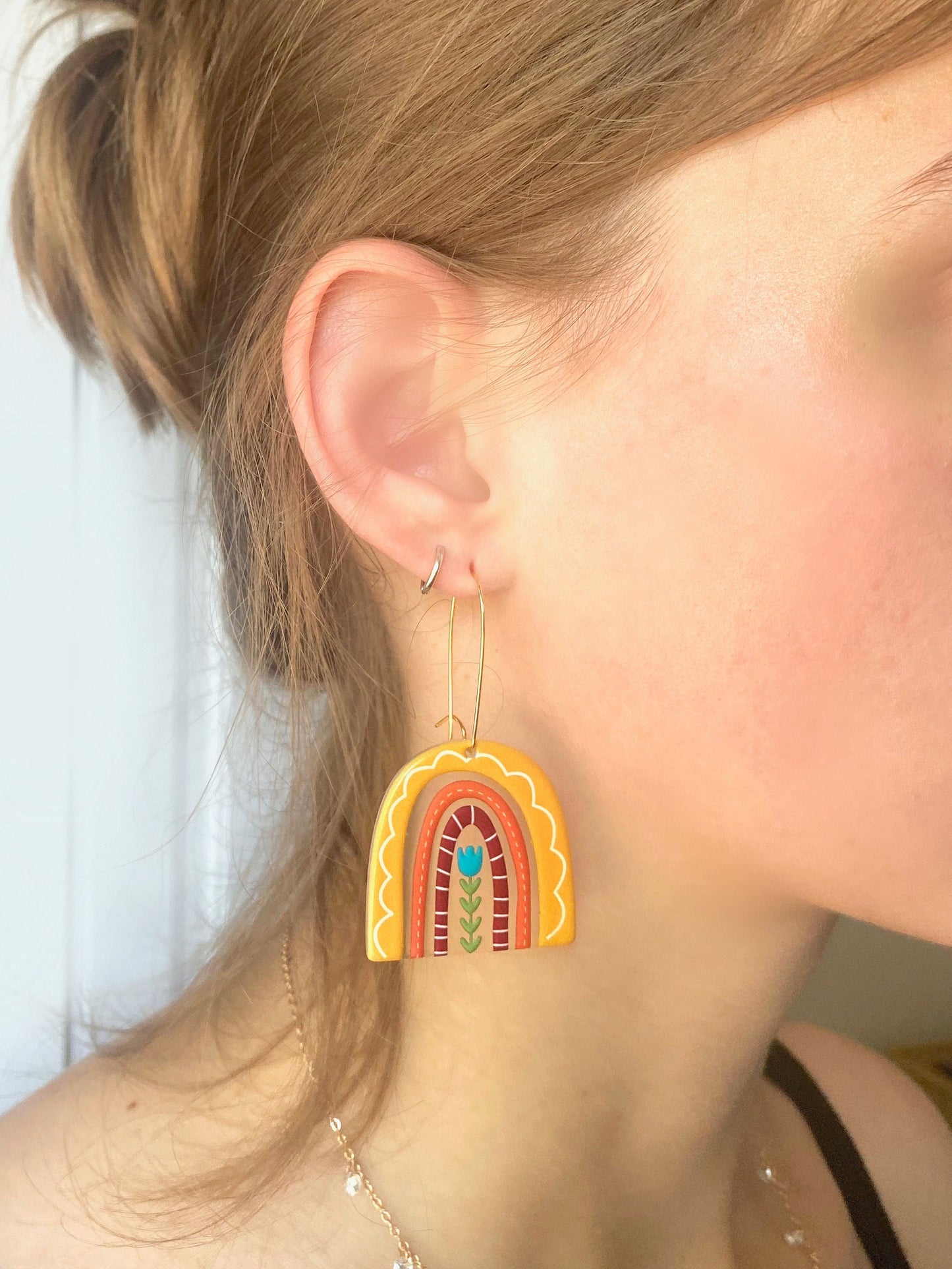 Rainbow Earrings Summer Whimsical Rainbow Charms Rainbow Flower