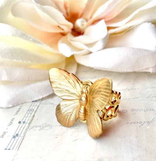 Butterfly Ring Big Gold Butterfly Fairy Ring Wedding