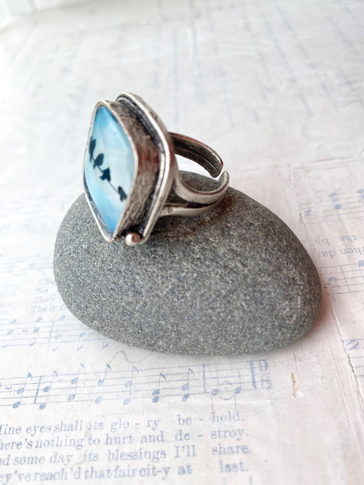 Bird Ring Blackbird Ring Art Ring Adjustable Ring Raven