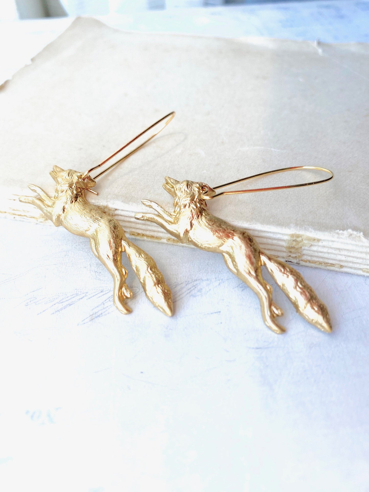 Fox Earrings Wolf Earrings Vintage Running Fox Coyote Earrings