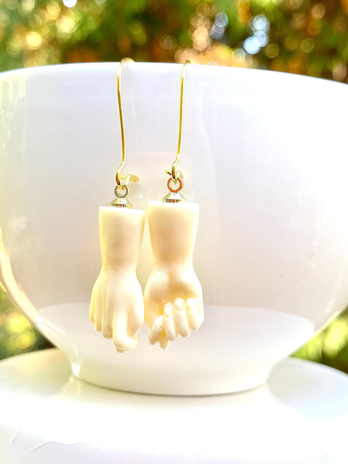 Figa Hand Earrings Coral Hand Jewelry Halloween Good Luck