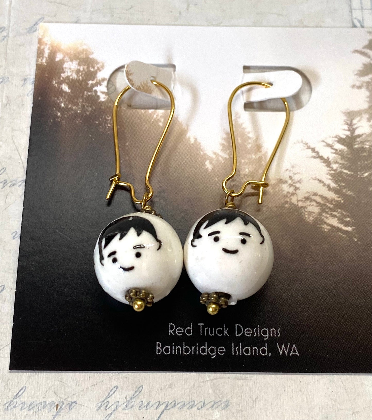Ceramic Face Earrings Cute People Earrings Friendship Best Friend Gift