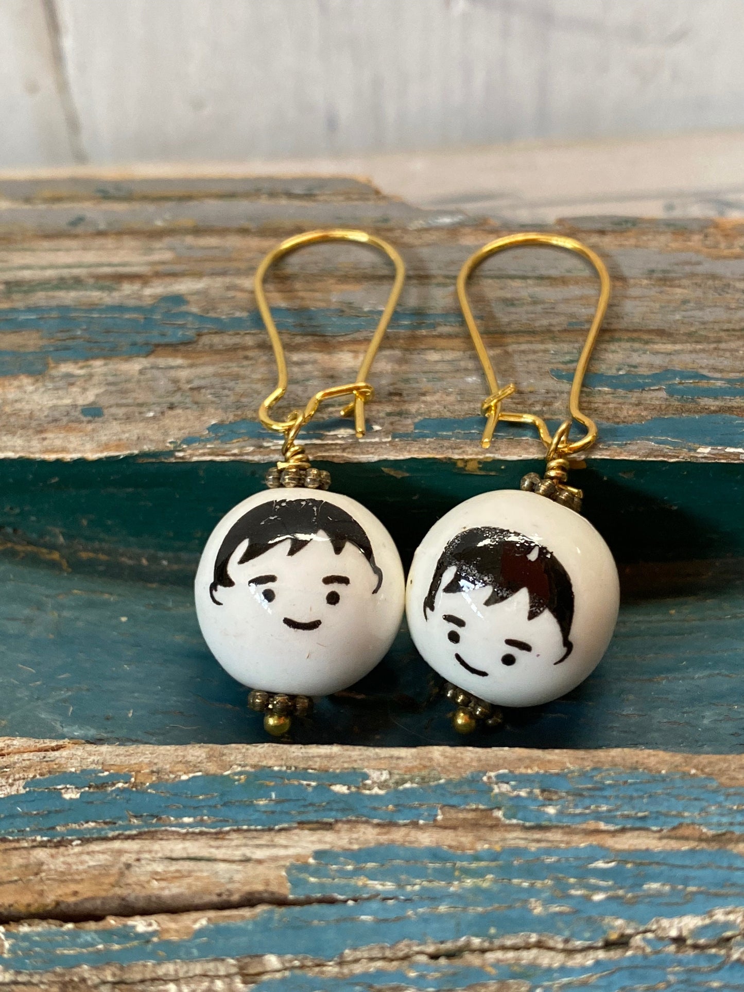 Ceramic Face Earrings Cute People Earrings Friendship Best Friend Gift