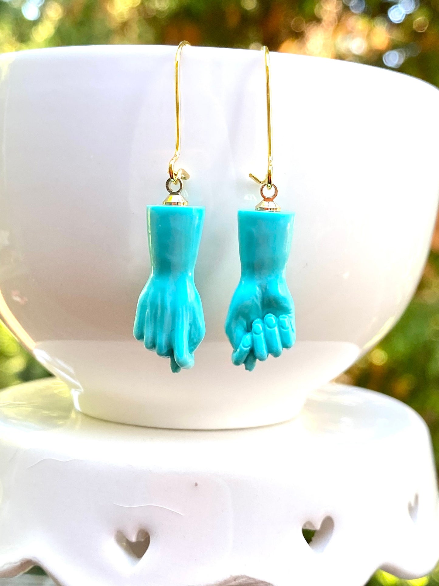 Figa Hand Earrings Coral Hand Jewelry Halloween Good Luck