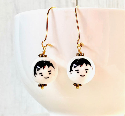 Ceramic Face Earrings Cute People Earrings Friendship Best Friend Gift
