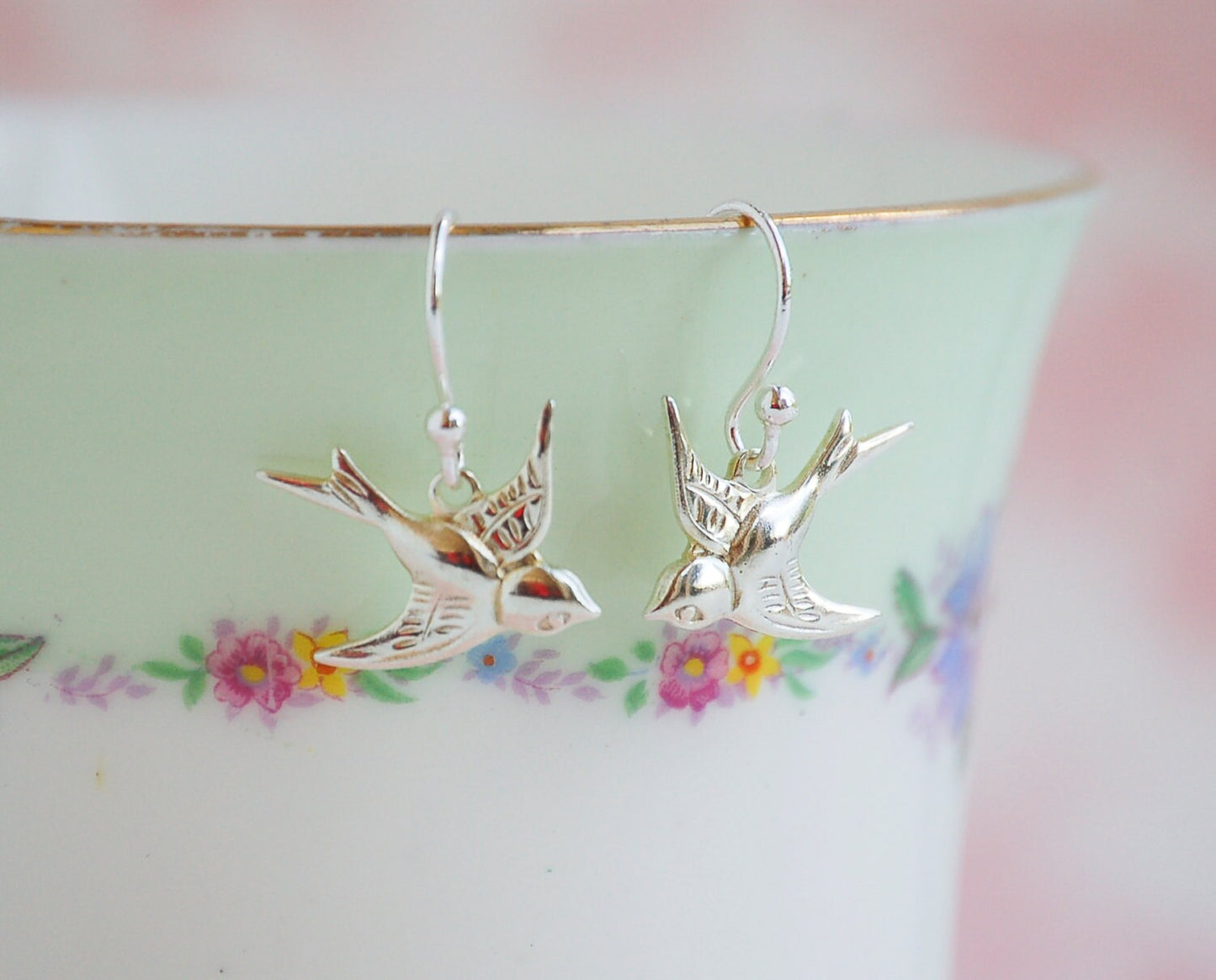 Bird Earrings Flying Birds Woodland Wedding Lovebirds Gold Birds