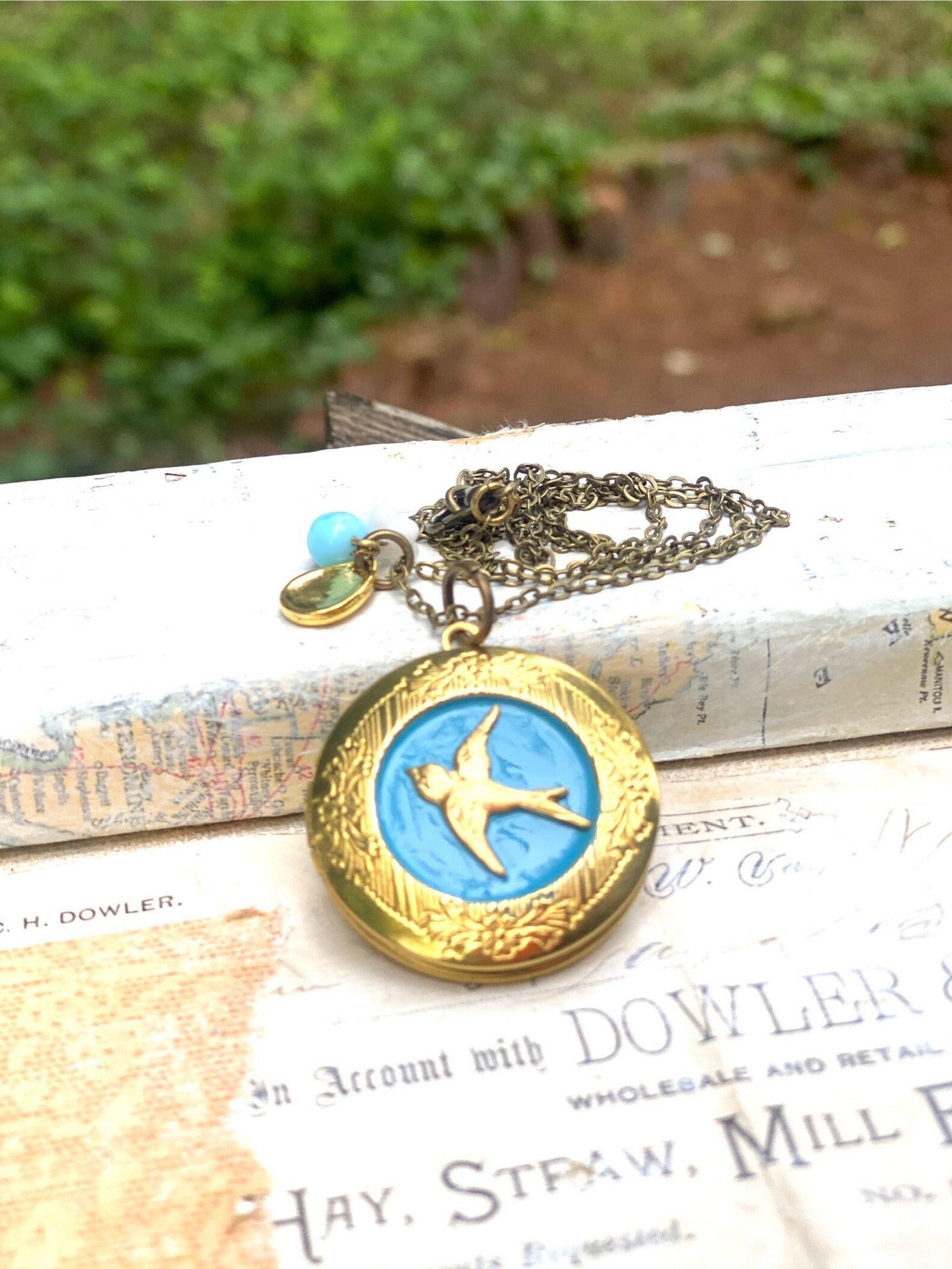 Bluebird Locket Necklace Gold Photo