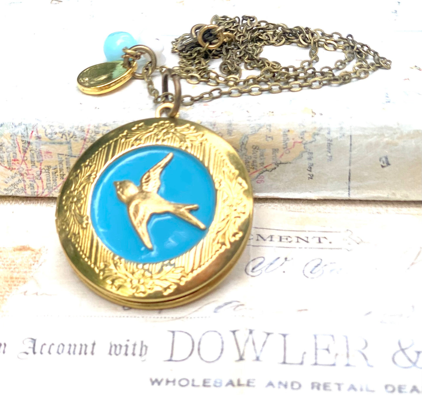 Bluebird Locket Necklace Gold Photo